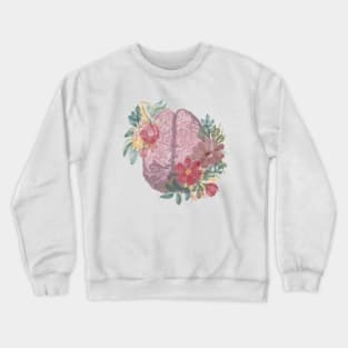 Anatomy of Brain in watercolor with florals Crewneck Sweatshirt
